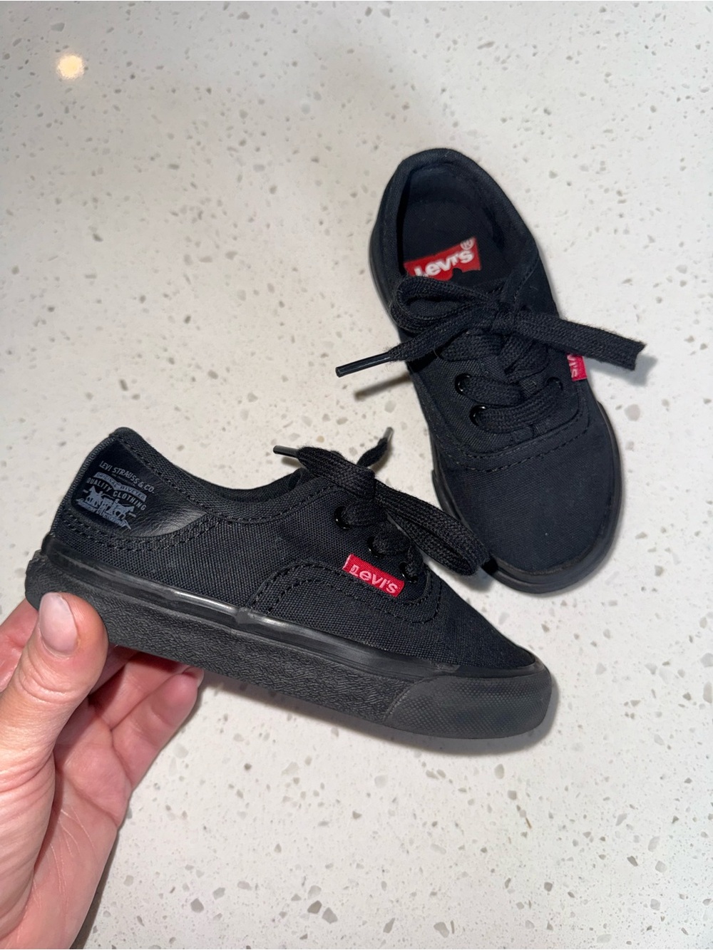 Levi's Kids Black Canvas Lace-Up Sneakers with Red Tab